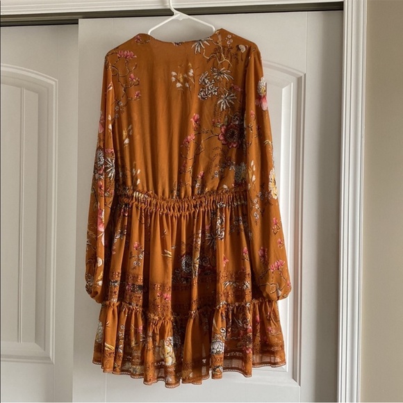 Free People Cherry Blossom Long Sleeve Mini Dress in Topaz Combo - Picture 3 of 5